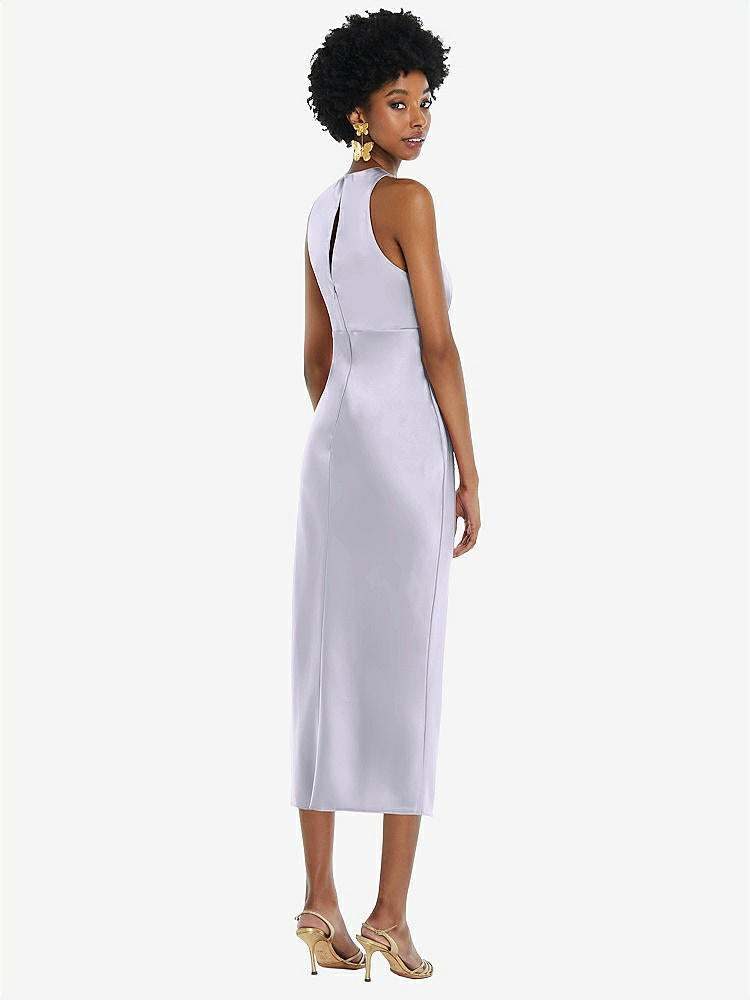 【STYLE: LB042】Jewel Neck Sleeveless Midi Dress with Bias Skirt【COLOR: Silver Dove】