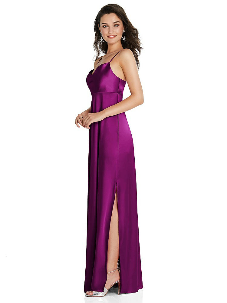 【STYLE: TH097】カウルネック ウエスト マキシ ドレス 調整可能 ストラップ【COLOR: Persian Plum】【SIZE: 00-30W】