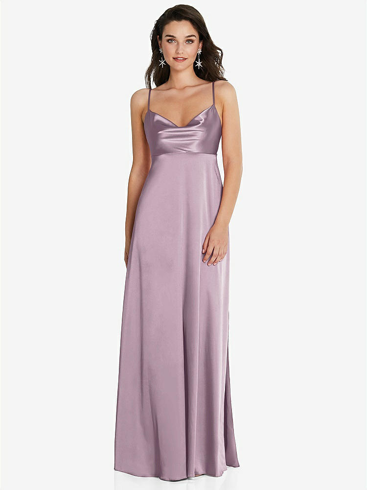 【STYLE: TH097】Cowl-Neck Empire Waist Maxi Dress with Adjustable Straps【COLOR: Suede Rose】