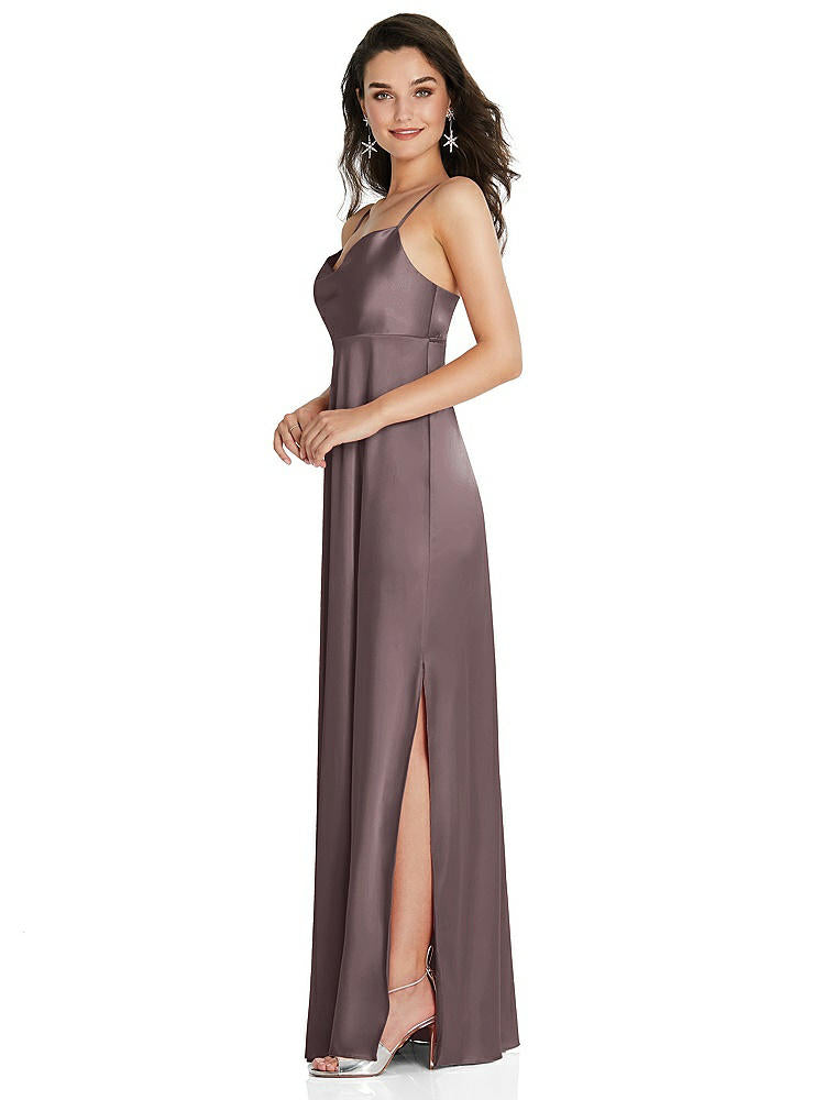【STYLE: TH097】Cowl-Neck Empire Waist Maxi Dress with Adjustable Straps【COLOR: French Truffle】
