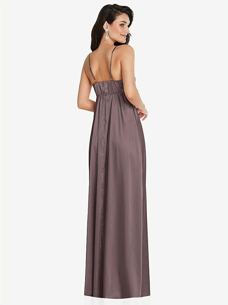 【STYLE: TH097】Cowl-Neck Empire Waist Maxi Dress with Adjustable Straps【COLOR: French Truffle】