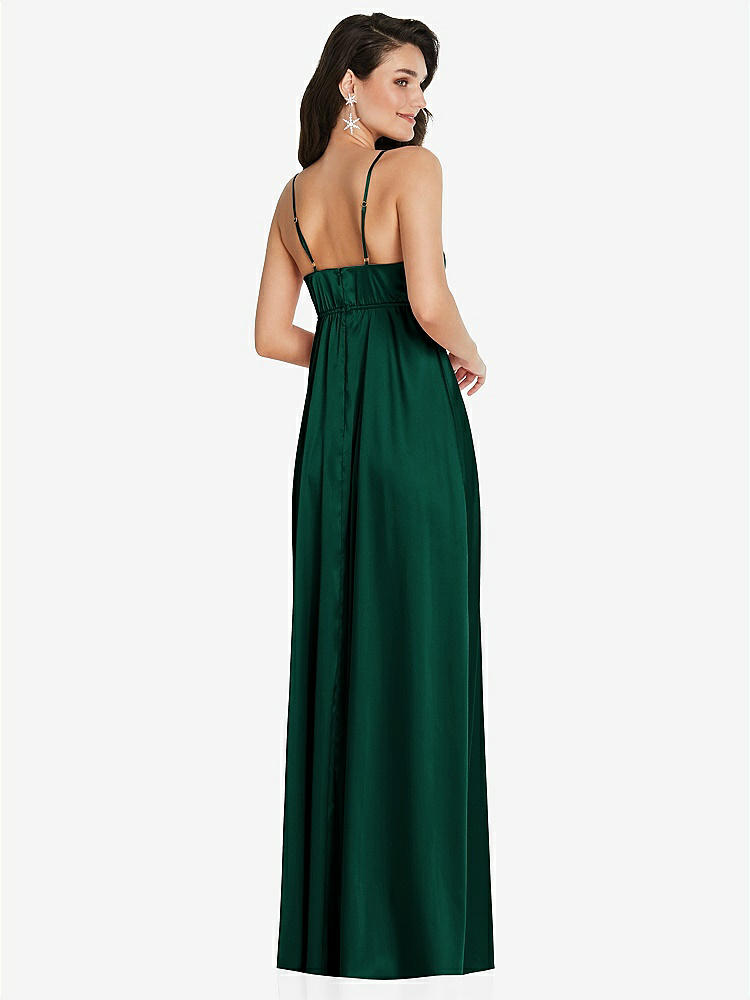 【STYLE: TH097】Cowl-Neck Empire Waist Maxi Dress with Adjustable Straps【COLOR: Hunter Green】