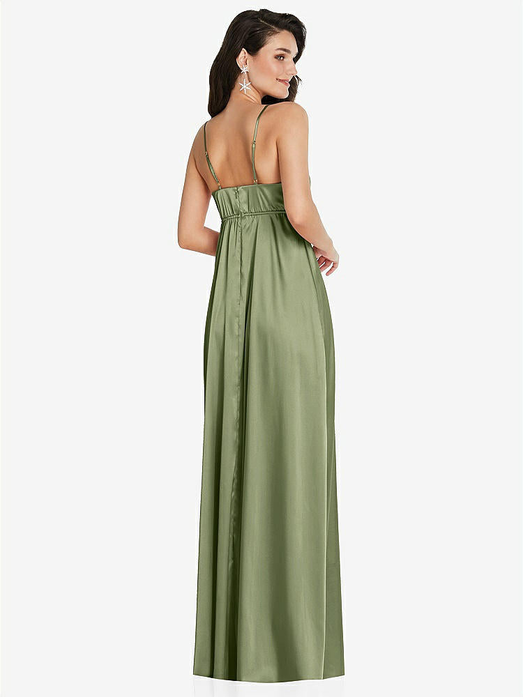 【STYLE: TH097】Cowl-Neck Empire Waist Maxi Dress with Adjustable Straps【COLOR: Kiwi】
