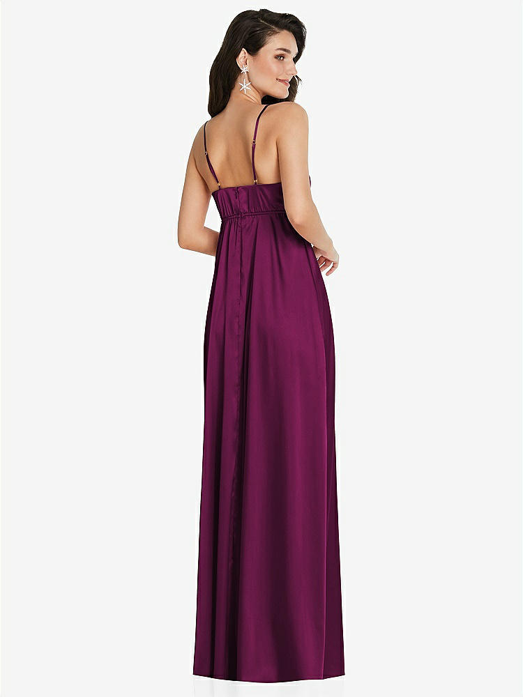 【STYLE: TH097】Cowl-Neck Empire Waist Maxi Dress with Adjustable Straps【COLOR: Merlot】