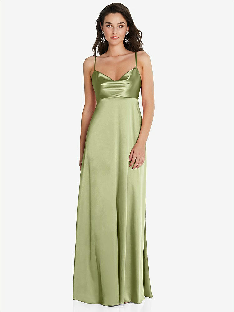【STYLE: TH097】Cowl-Neck Empire Waist Maxi Dress with Adjustable Straps【COLOR: Mint】