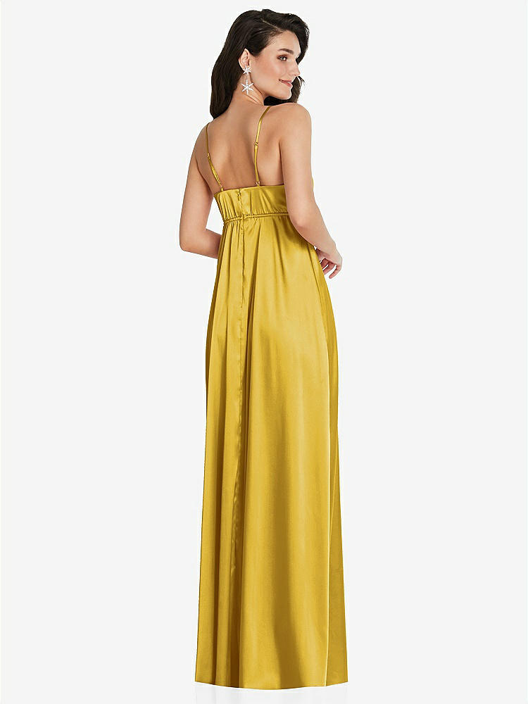 【STYLE: TH097】Cowl-Neck Empire Waist Maxi Dress with Adjustable Straps【COLOR: Marigold】