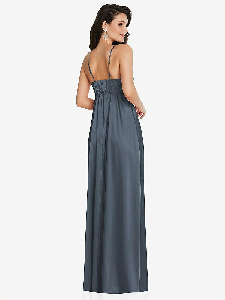 【STYLE: TH097】Cowl-Neck Empire Waist Maxi Dress with Adjustable Straps【COLOR: Silverstone】