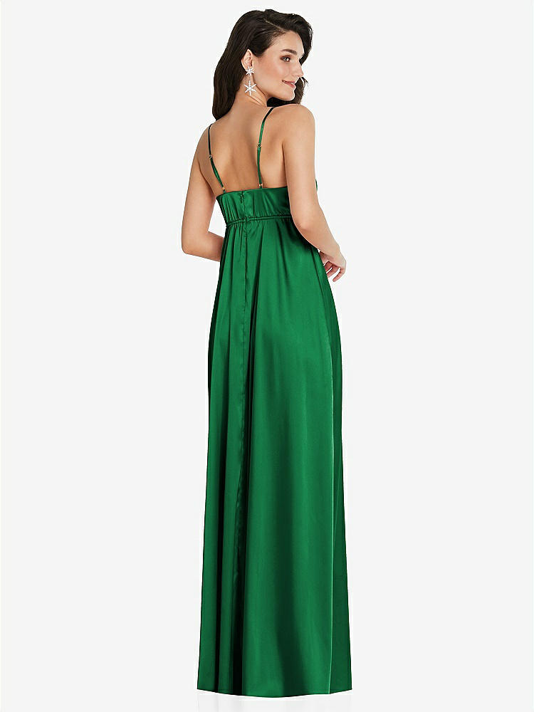 【STYLE: TH097】Cowl-Neck Empire Waist Maxi Dress with Adjustable Straps【COLOR: Shamrock】