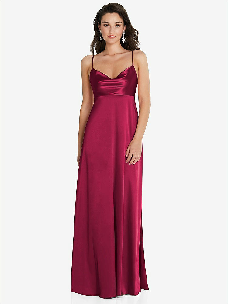 【STYLE: TH097】Cowl-Neck Empire Waist Maxi Dress with Adjustable Straps【COLOR: Valentine】