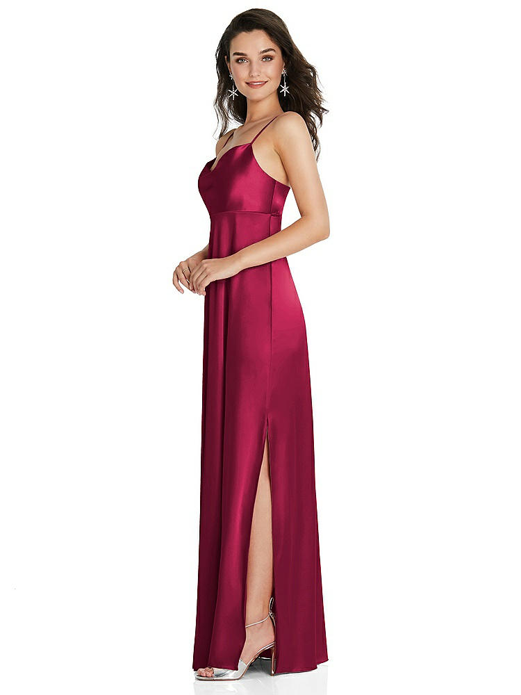 【STYLE: TH097】Cowl-Neck Empire Waist Maxi Dress with Adjustable Straps【COLOR: Valentine】