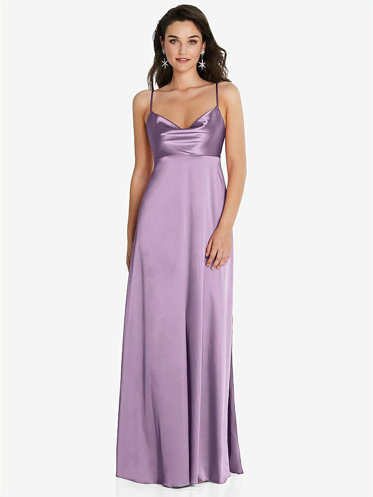 【STYLE: TH097】Cowl-Neck Empire Waist Maxi Dress with Adjustable Straps【COLOR: Wood Violet】