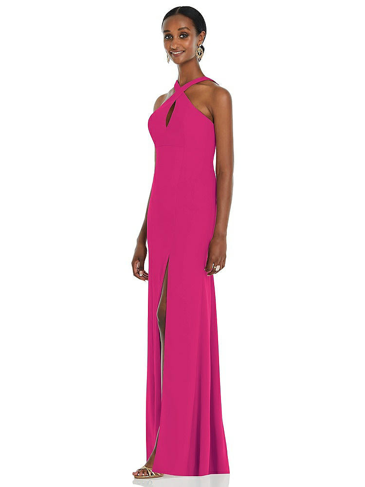 【NEW】【STYLE: 3093】クロス クロス ホルター プリンセス ライン トランペット ガウン【COLOR: Think Pink】【SIZE: 00-30W】