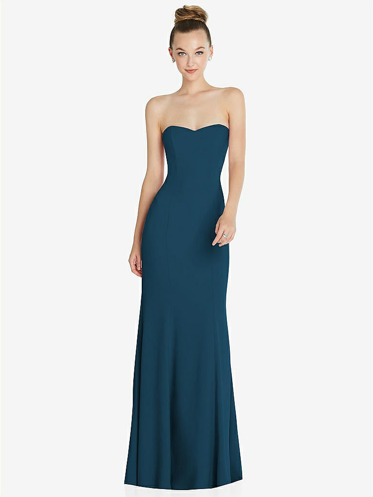 【NEW】【STYLE: 6860】ストラップレス プリンセス ライン クレープ 人魚 ガウン【COLOR: Atlantic Blue】【SIZE: 00-30W】