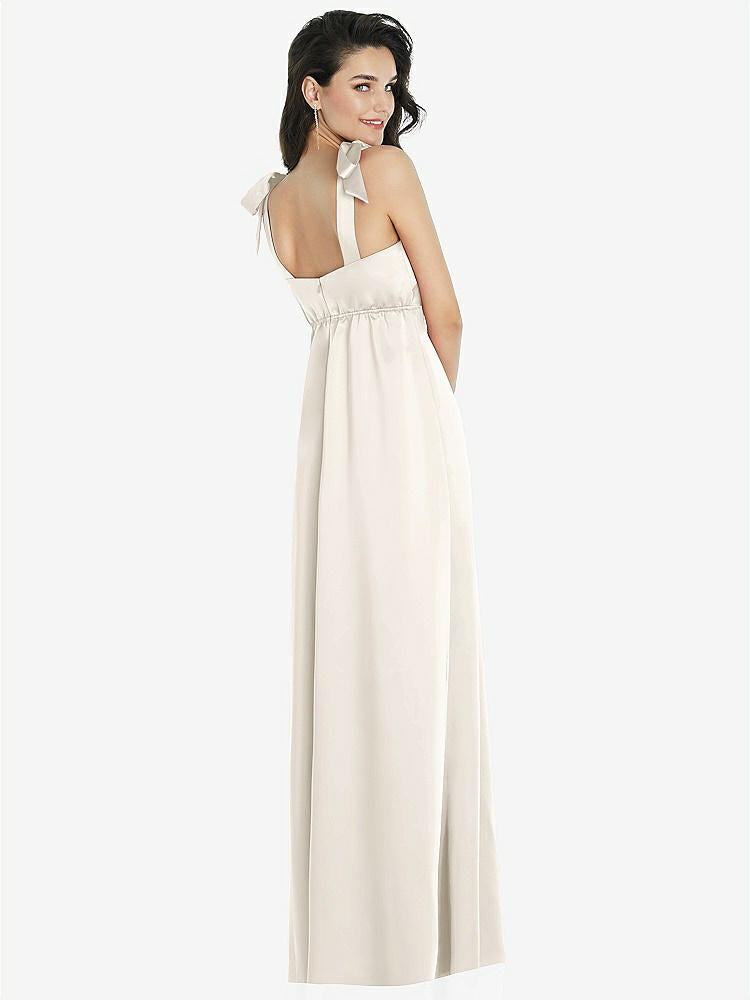 【NEW】【STYLE: 8224】脂肪 ネクタイ肩 帝国 ウエスト マキシ ドレス フロント スリット【COLOR: Ivory】【SIZE: 00-30W】