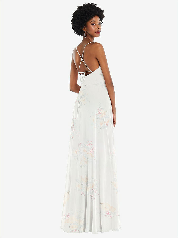 【STYLE: 1559】Scoop Neck Convertible Tie-Strap Maxi Dress with Front Slit【COLOR: Spring Fling】