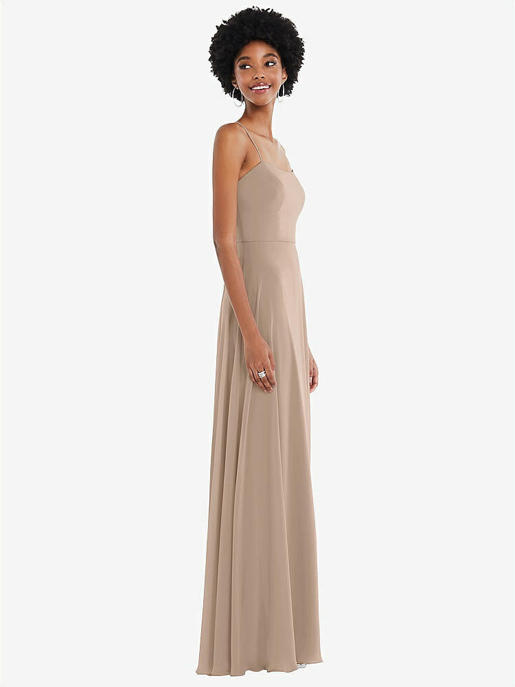 【STYLE: 1559】Scoop Neck Convertible Tie-Strap Maxi Dress with Front Slit【COLOR: Topaz】