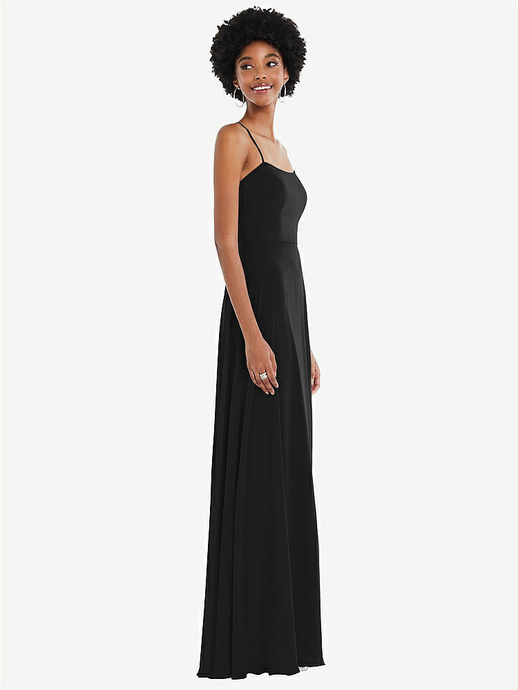 【STYLE: 1559】Scoop Neck Convertible Tie-Strap Maxi Dress with Front Slit【COLOR: Black】