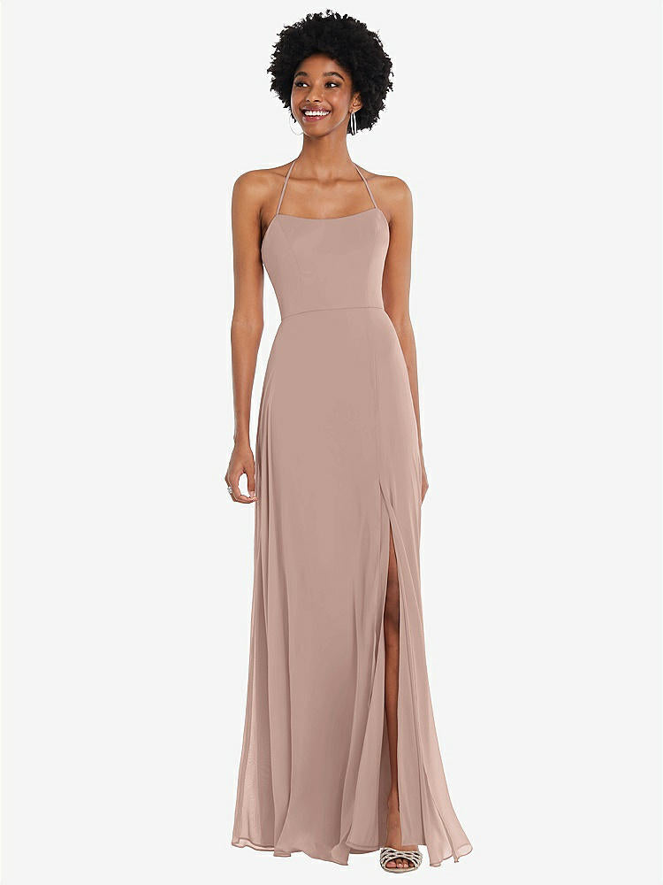 【STYLE: 1559】Scoop Neck Convertible Tie-Strap Maxi Dress with Front Slit【COLOR: Bliss】