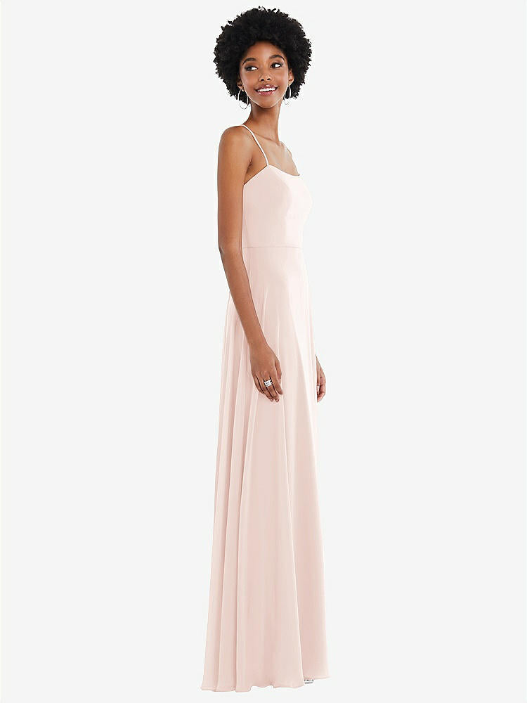 【STYLE: 1559】Scoop Neck Convertible Tie-Strap Maxi Dress with Front Slit【COLOR: Blush】