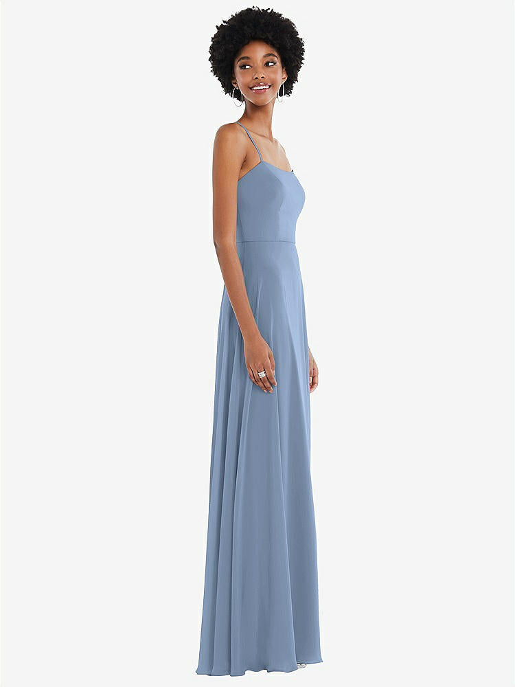 【STYLE: 1559】Scoop Neck Convertible Tie-Strap Maxi Dress with Front Slit【COLOR: Cloudy】