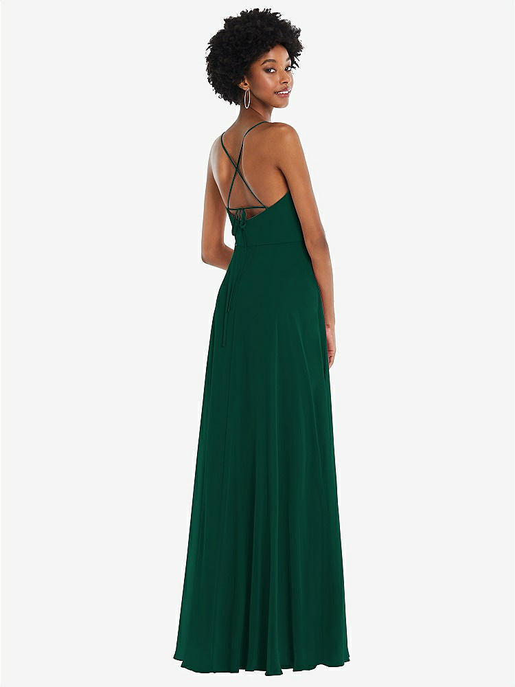 【STYLE: 1559】Scoop Neck Convertible Tie-Strap Maxi Dress with Front Slit【COLOR: Hunter Green】