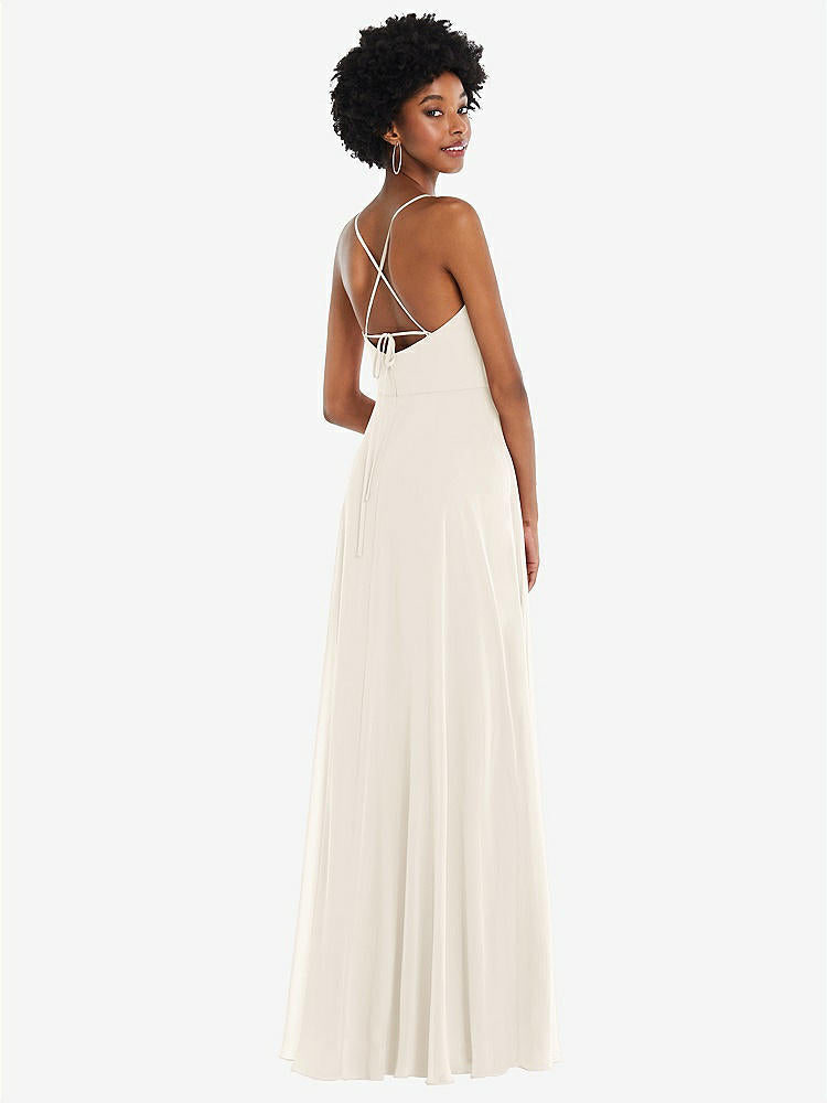 【STYLE: 1559】Scoop Neck Convertible Tie-Strap Maxi Dress with Front Slit【COLOR: Ivory】