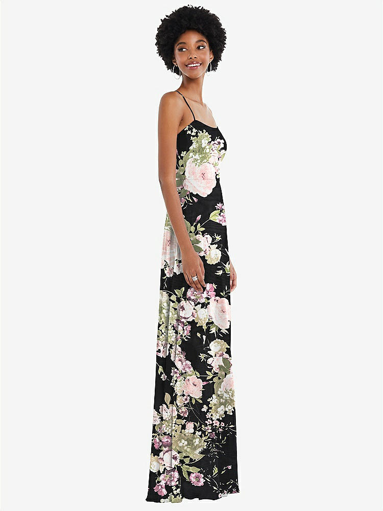 【NEW】【STYLE: 1559】スクープ ネック コンバーチブル ネクタップ マキシ ドレス 前面 スリット【COLOR: Noir Garden】【SIZE: 00-30W】