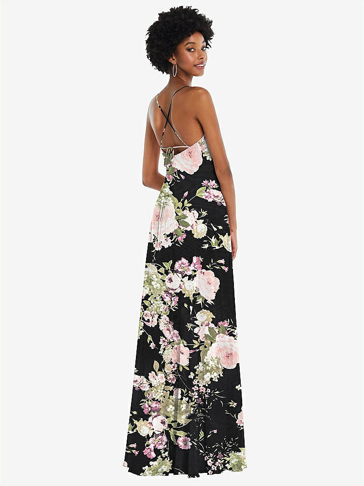 【NEW】【STYLE: 1559】スクープ ネック コンバーチブル ネクタップ マキシ ドレス 前面 スリット【COLOR: Noir Garden】【SIZE: 00-30W】