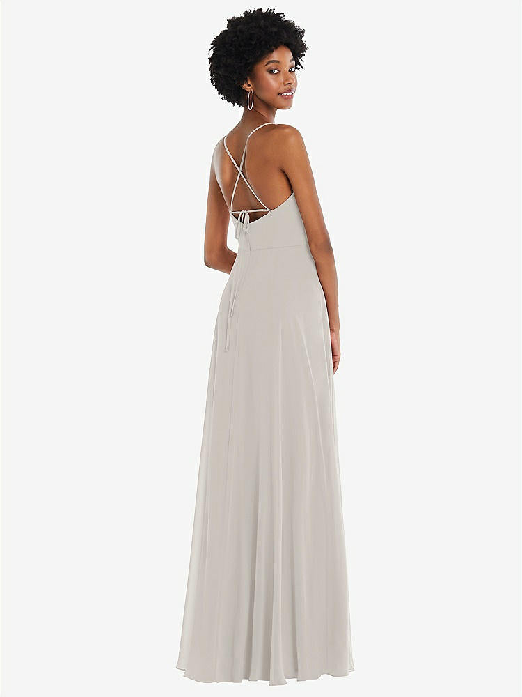 【STYLE: 1559】Scoop Neck Convertible Tie-Strap Maxi Dress with Front Slit【COLOR: Oyster】