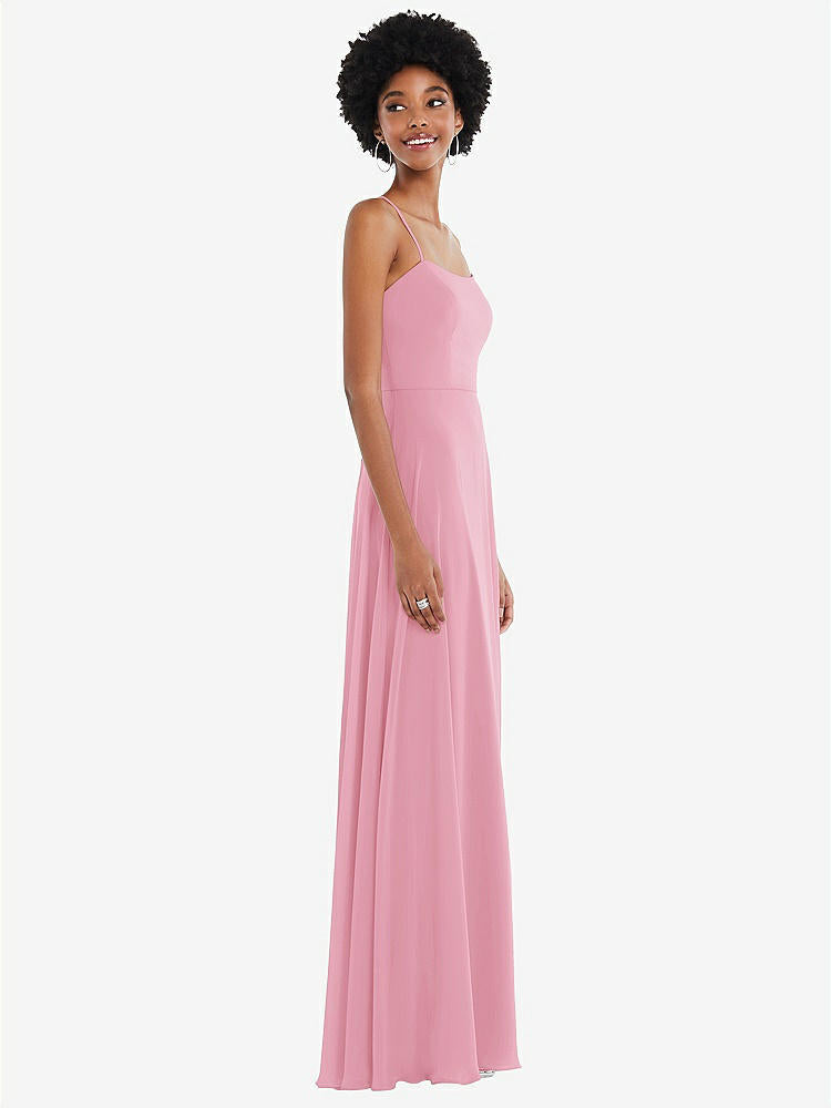 【STYLE: 1559】Scoop Neck Convertible Tie-Strap Maxi Dress with Front Slit【COLOR: Peony Pink】