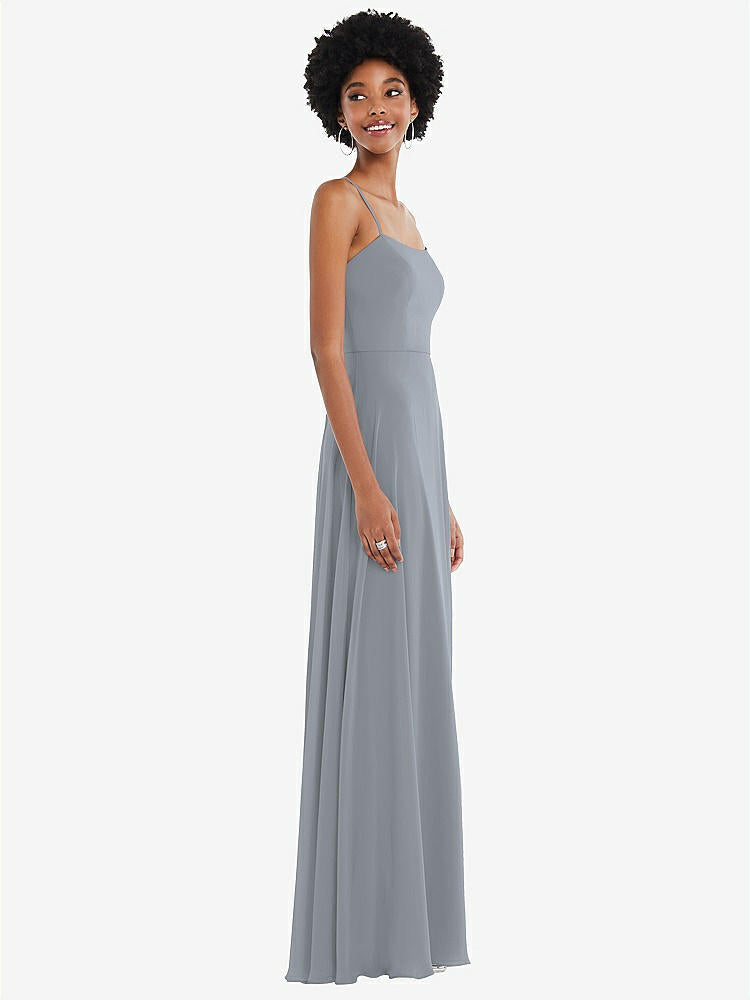 【NEW】【STYLE: 1559】スクープ ネック コンバーチブル ネクタップ マキシ ドレス 前面 スリット【COLOR: Platinum】【SIZE: 00-30W】