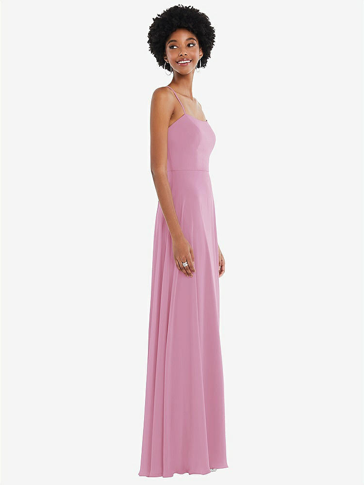 【STYLE: 1559】Scoop Neck Convertible Tie-Strap Maxi Dress with Front Slit【COLOR: Powder Pink】