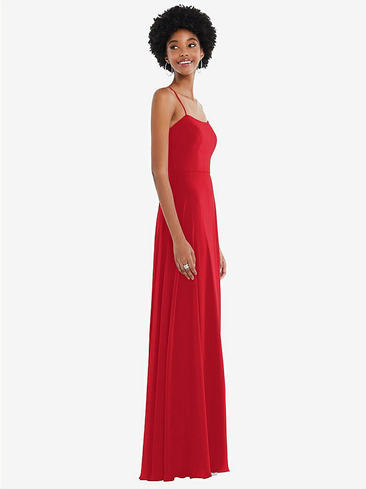 【STYLE: 1559】Scoop Neck Convertible Tie-Strap Maxi Dress with Front Slit【COLOR: Parisian Red】