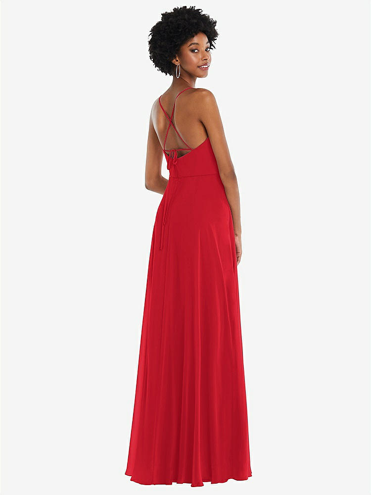 【STYLE: 1559】Scoop Neck Convertible Tie-Strap Maxi Dress with Front Slit【COLOR: Parisian Red】