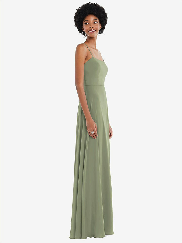 【STYLE: 1559】Scoop Neck Convertible Tie-Strap Maxi Dress with Front Slit【COLOR: Sage】