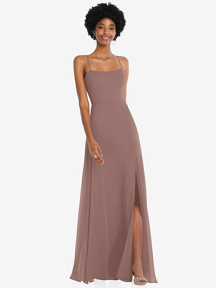 【STYLE: 1559】Scoop Neck Convertible Tie-Strap Maxi Dress with Front Slit【COLOR: Sienna】