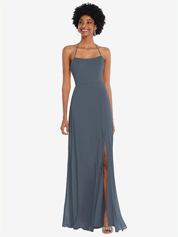 【NEW】【STYLE: 1559】スクープ ネック コンバーチブル ネクタップ マキシ ドレス 前面 スリット【COLOR: Silverstone】【SIZE: 00-30W】