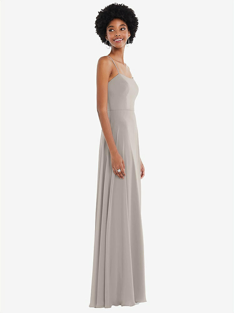 【STYLE: 1559】Scoop Neck Convertible Tie-Strap Maxi Dress with Front Slit【COLOR: Taupe】