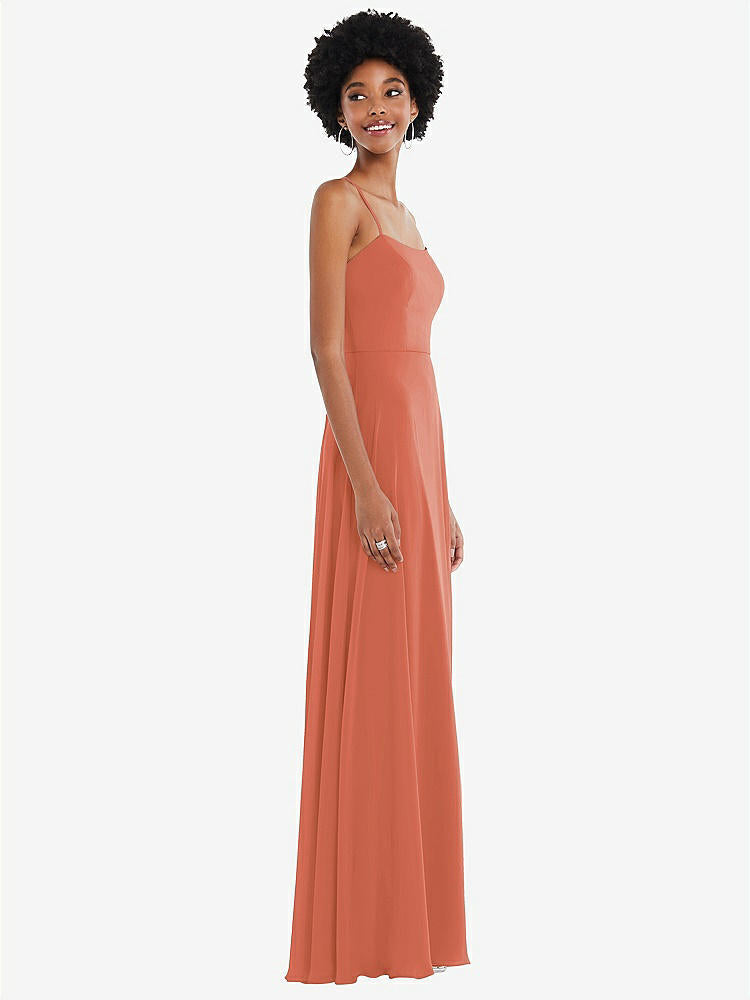 【STYLE: 1559】Scoop Neck Convertible Tie-Strap Maxi Dress with Front Slit【COLOR: Terracotta Copper】