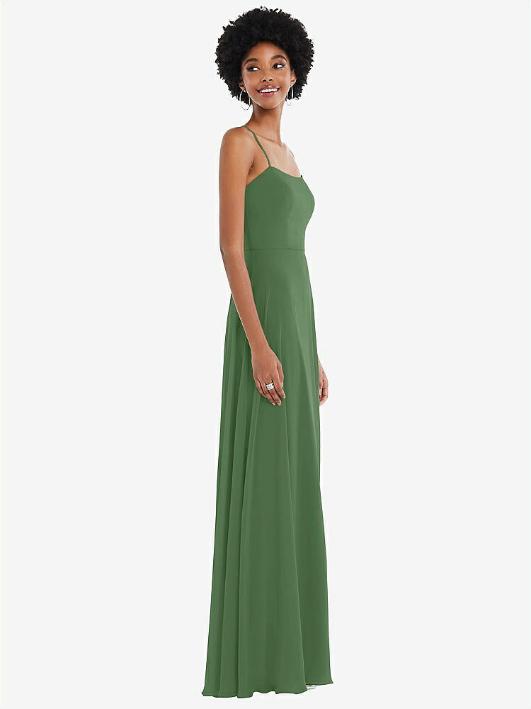 【STYLE: 1559】Scoop Neck Convertible Tie-Strap Maxi Dress with Front Slit【COLOR: Vineyard Green】