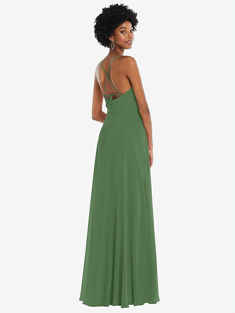 【STYLE: 1559】Scoop Neck Convertible Tie-Strap Maxi Dress with Front Slit【COLOR: Vineyard Green】
