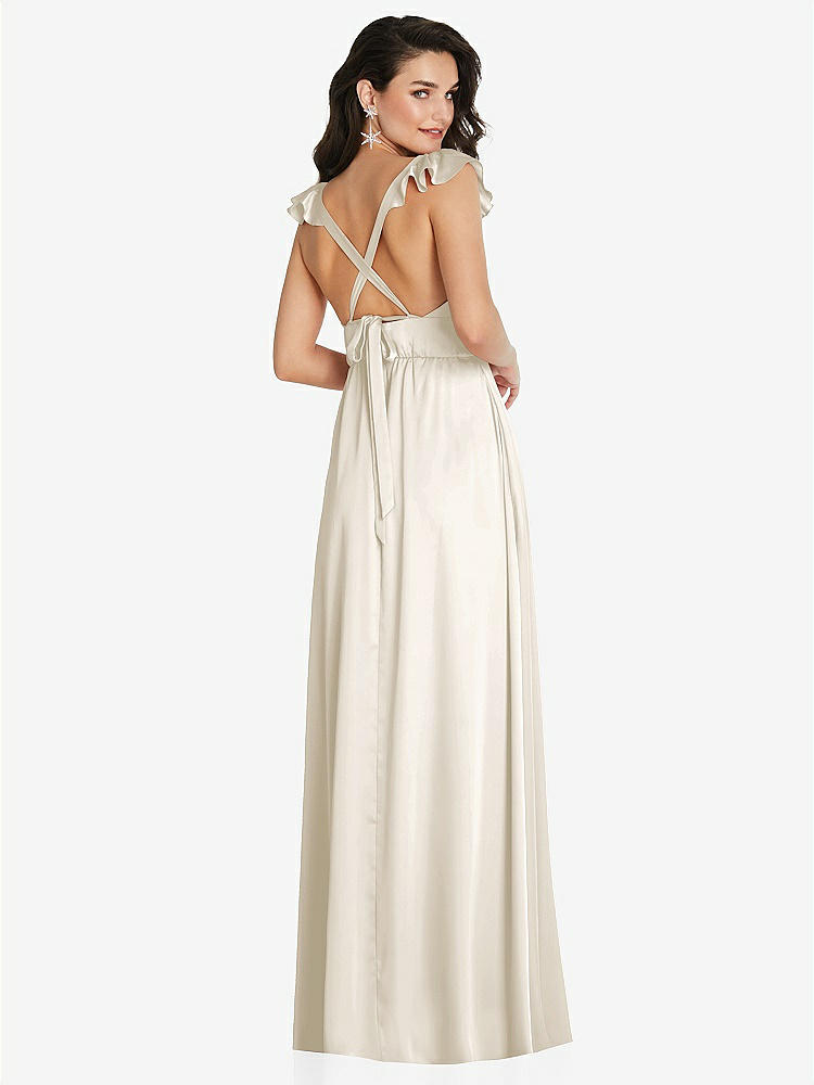 【NEW】【STYLE: TH094】ディープ Vネック フリル キャップ スリーブ マキシ ドレス コンバーチブル ストラップ【COLOR: Ivory】【SIZE: 00-30W】
