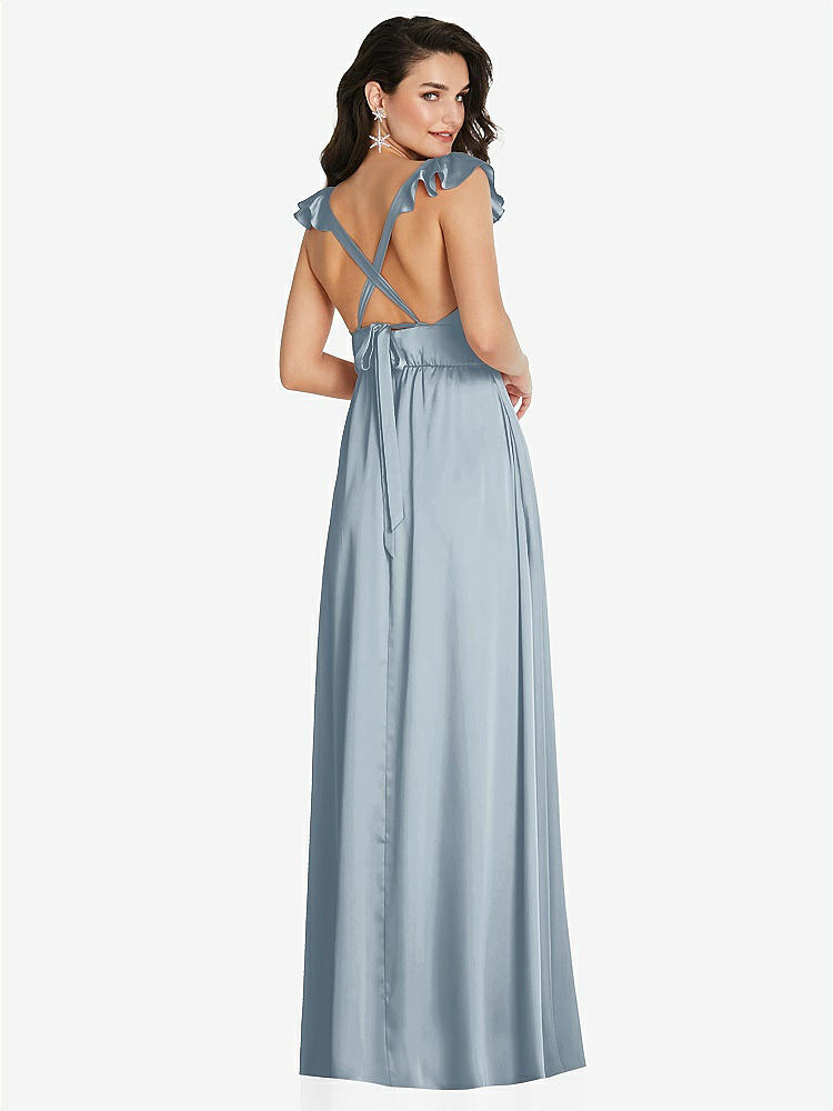 【STYLE: TH094】Deep V-Neck Ruffle Cap Sleeve Maxi Dress with Convertible Straps【COLOR: Mist】