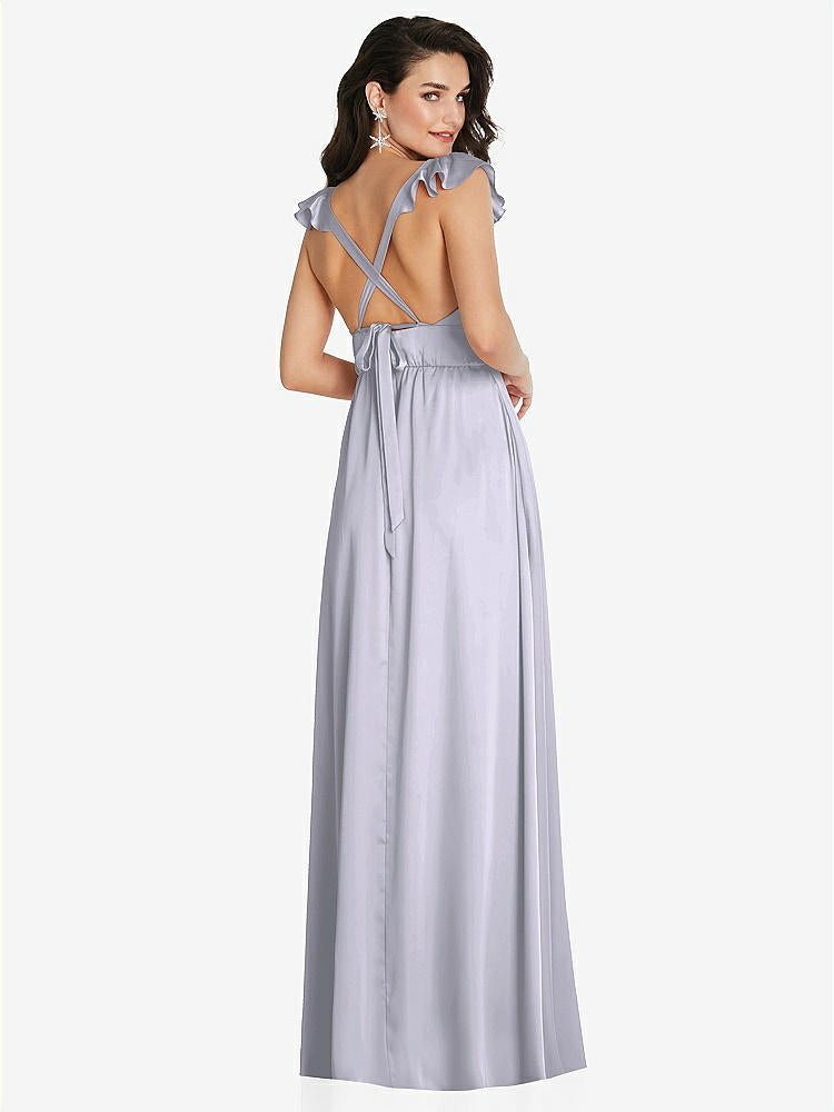 【NEW】【STYLE: TH094】ディープ Vネック フリル キャップ スリーブ マキシ ドレス コンバーチブル ストラップ【COLOR: Silver Dove】【SIZE: 00-30W】