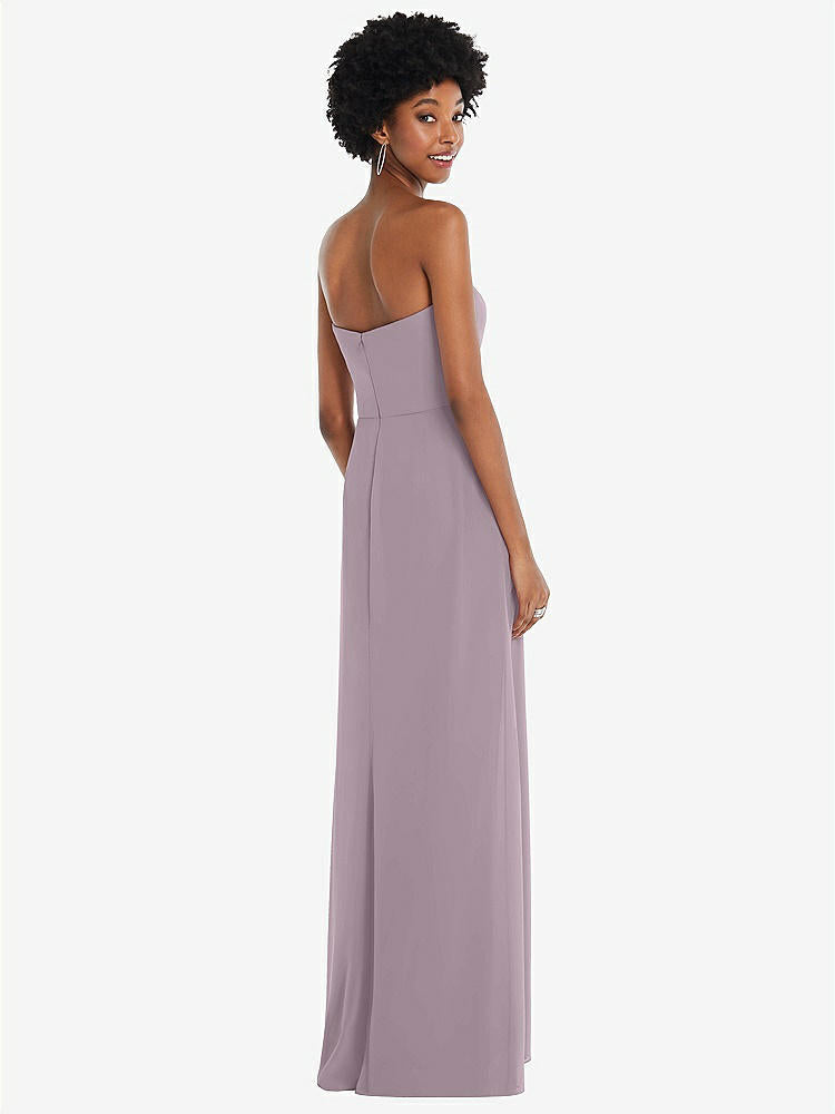 【STYLE: 1563】Strapless Sweetheart Maxi Dress with Pleated Front Slit 【COLOR: Lilac Dusk】