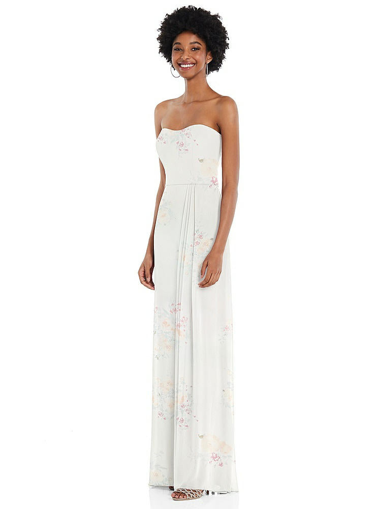 【STYLE: 1563】Strapless Sweetheart Maxi Dress with Pleated Front Slit 【COLOR: Spring Fling】