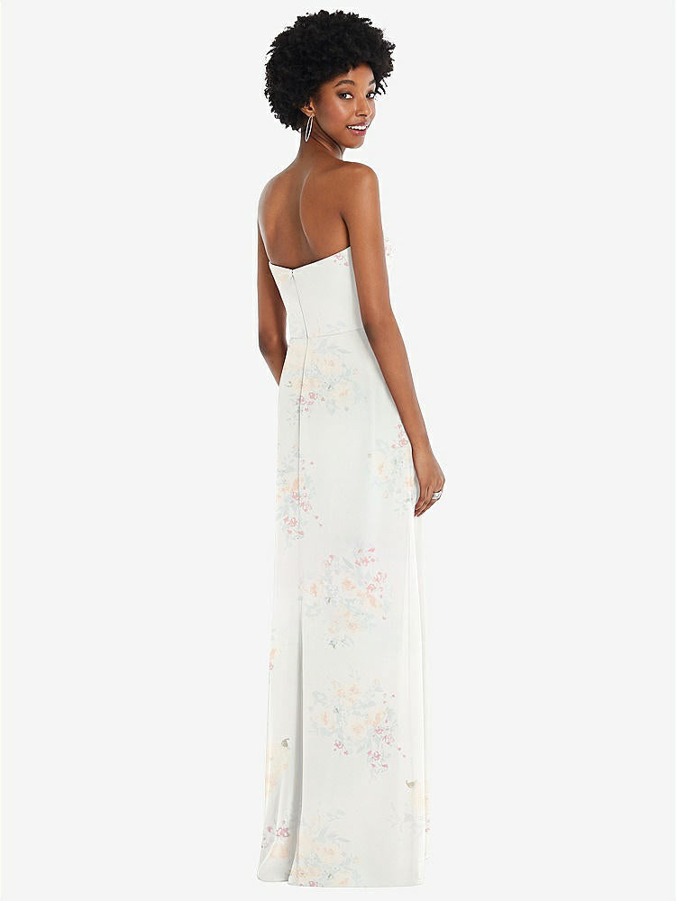 【STYLE: 1563】Strapless Sweetheart Maxi Dress with Pleated Front Slit 【COLOR: Spring Fling】