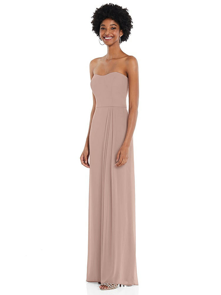 【STYLE: 1563】Strapless Sweetheart Maxi Dress with Pleated Front Slit 【COLOR: Bliss】