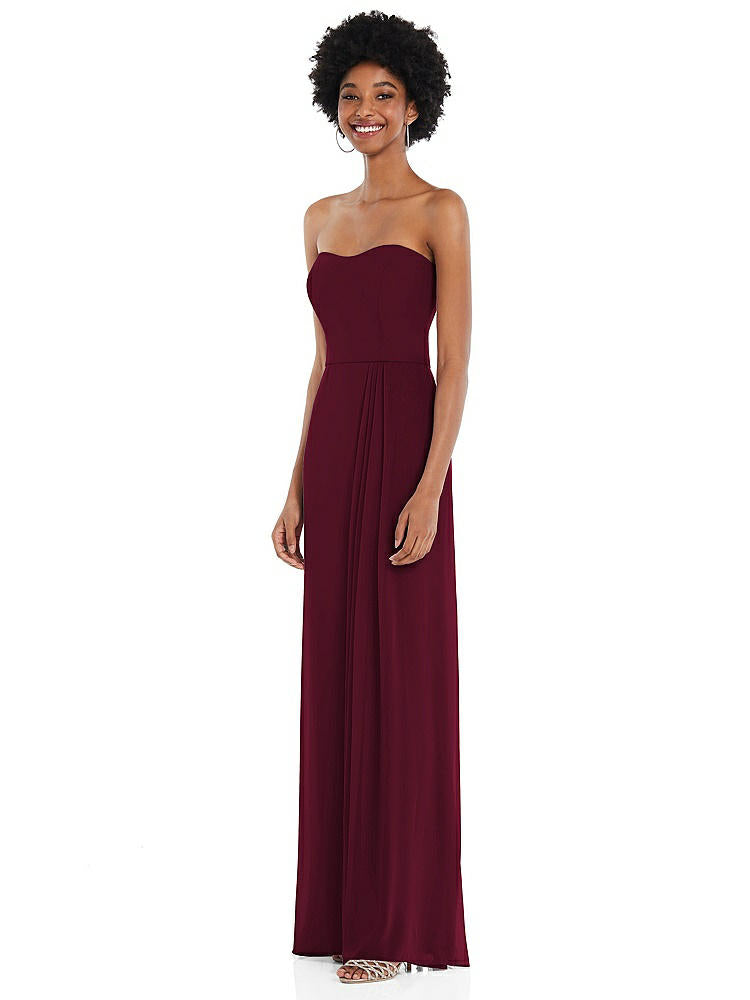 【NEW】【STYLE: 1563】ストラップレス 恋人 マキシ ドレス 柔らかい フロント スリット 【COLOR: Cabernet】【SIZE: 00-30W】