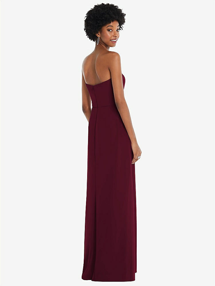 【NEW】【STYLE: 1563】ストラップレス 恋人 マキシ ドレス 柔らかい フロント スリット 【COLOR: Cabernet】【SIZE: 00-30W】